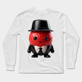 Cute Strawberry Boss wearing a Suit and Hat Long Sleeve T-Shirt